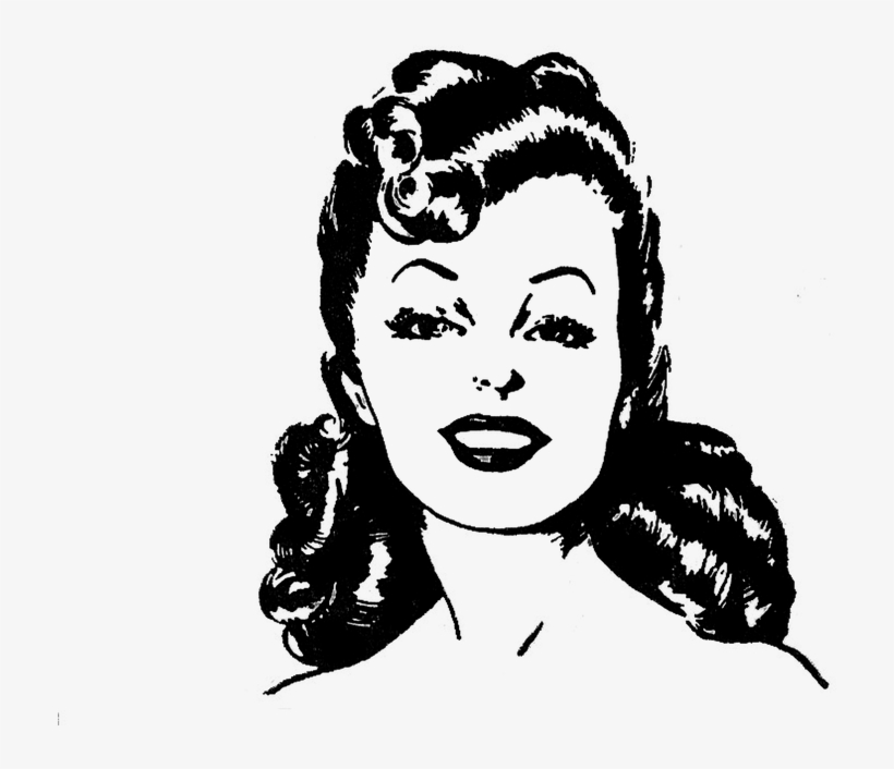 Drawn Typewriter Line - Retro Lady Clip Art Free, transparent png download
