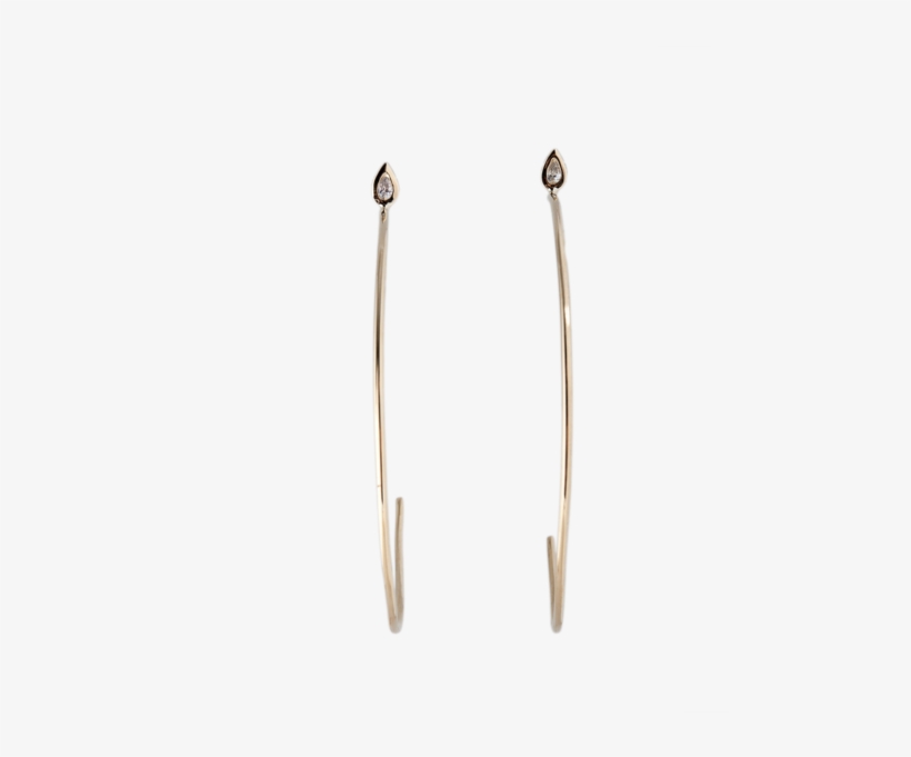 Teardrop Diamond Open Hoops - Earring, transparent png download