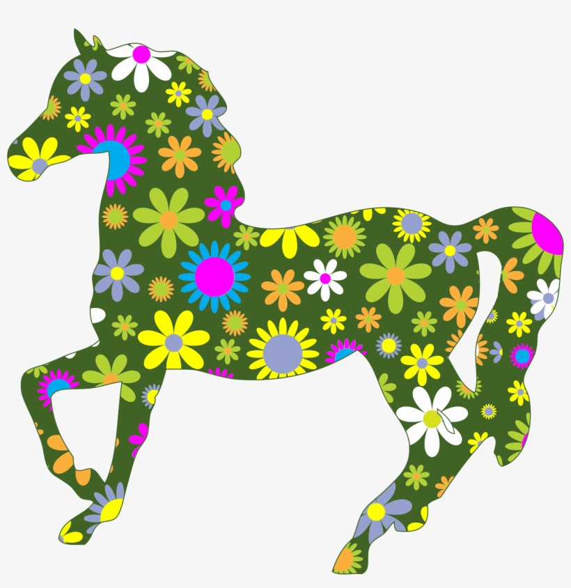 This Free Icons Png Design Of Retro Floral Horse, transparent png download