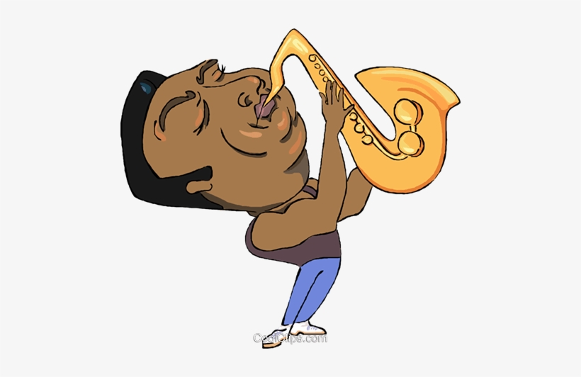 Hombre Tocando El Saxofón Libres De Derechos Ilustraciones - Cartoon Man Playing Saxophone, transparent png download