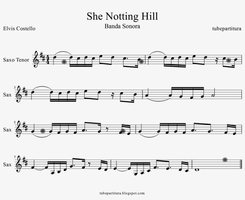 Tubescore She By Elvis Costello Sheet Music For Tenor - She Elvis Costello Partitura, transparent png download