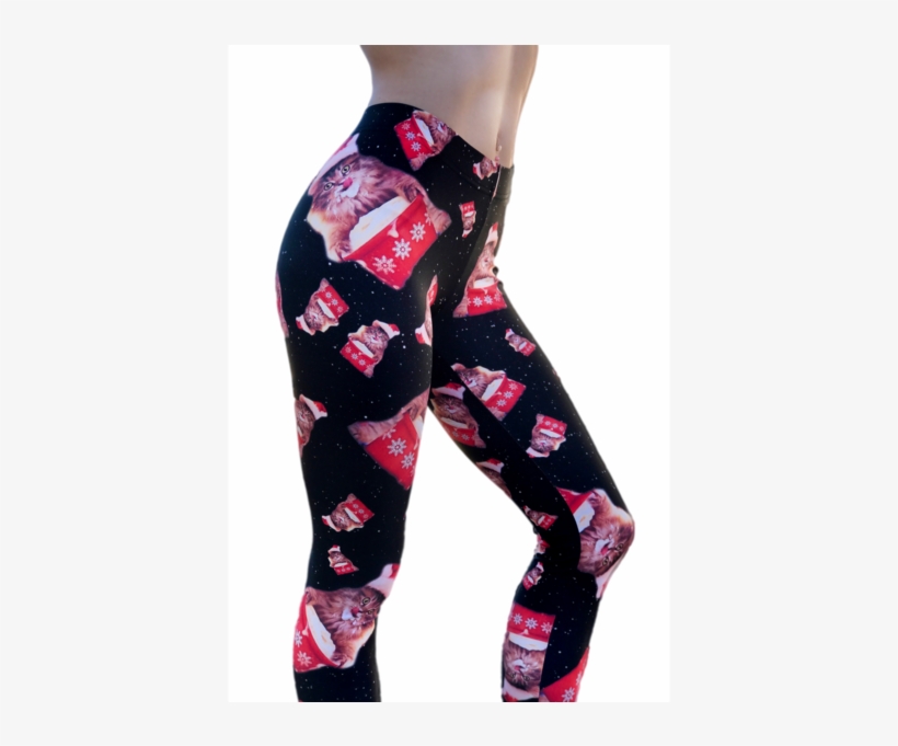 Christmas Cat In Space Leggings - Christmas Day, transparent png download