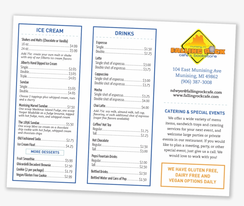 The Falling Rock Menu - Coffee, transparent png download