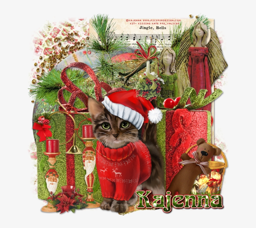 Tube By Kajenna Called Christmas Cat - Tabby Cat, transparent png download