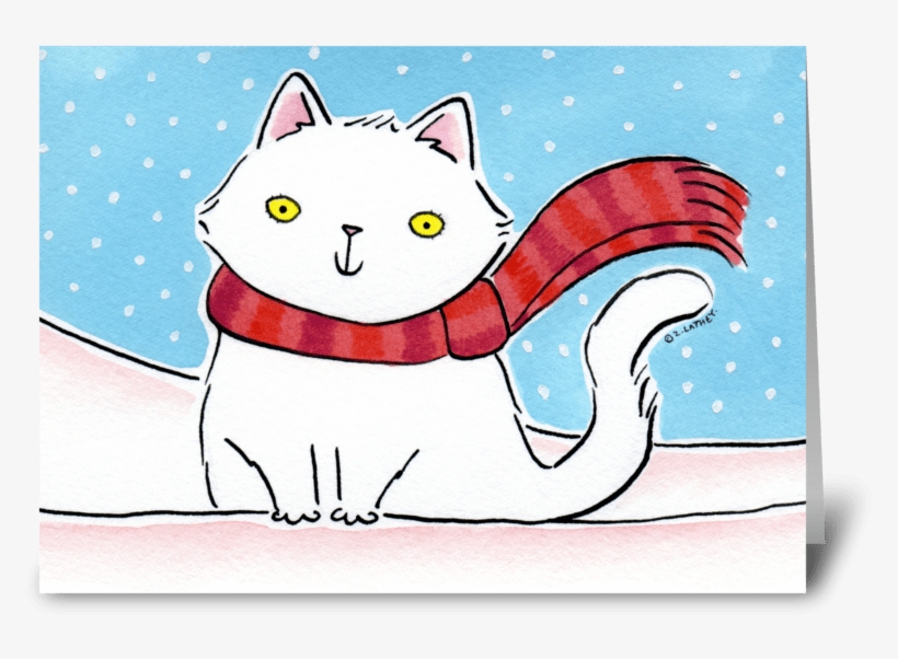 Christmas Kitty Cat In The Snow Greeting Card - Christmas Day, transparent png download