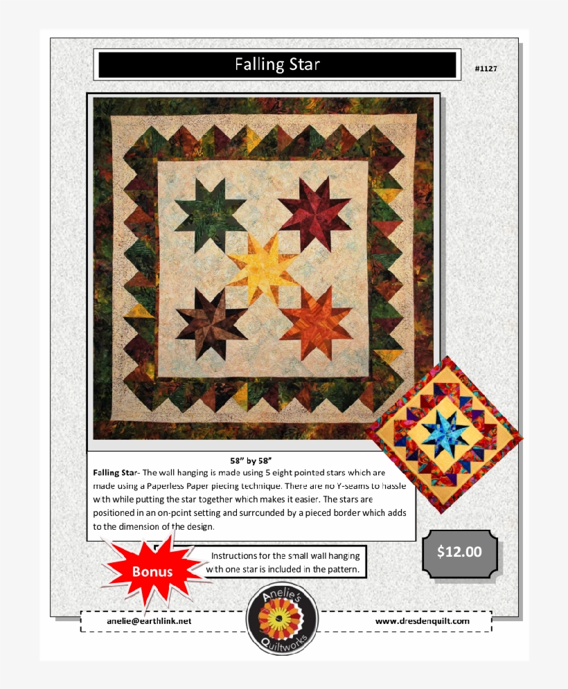 1127 Fallingleaves Patterncover - Quilting, transparent png download