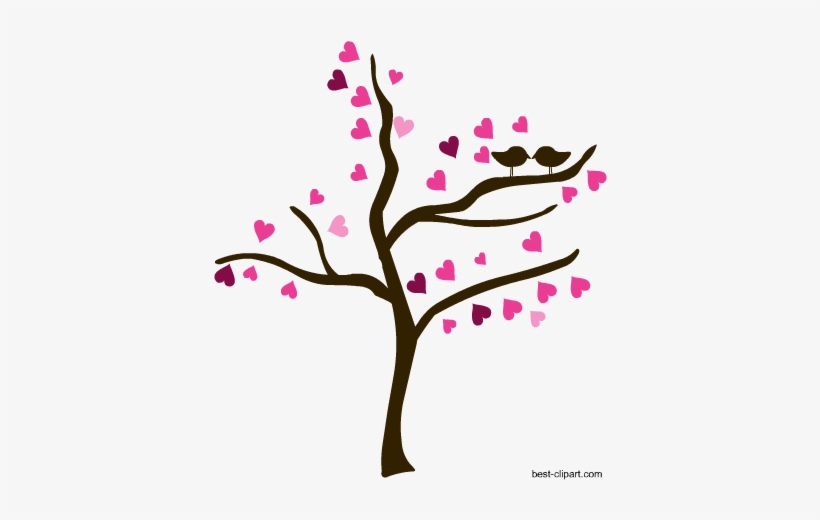 Love Birds On A Tree, Free Valentine Clip Art - Clip Art Transparent ...