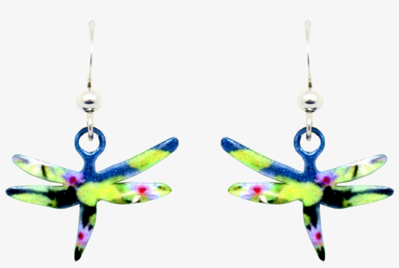 Pink Water Lilies Dargonfly - Earrings, transparent png download