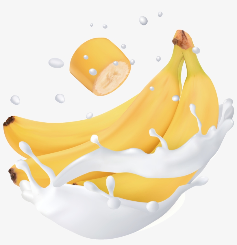 Fruit Water Splash Clipart Family - Banana Milk Png, transparent png download