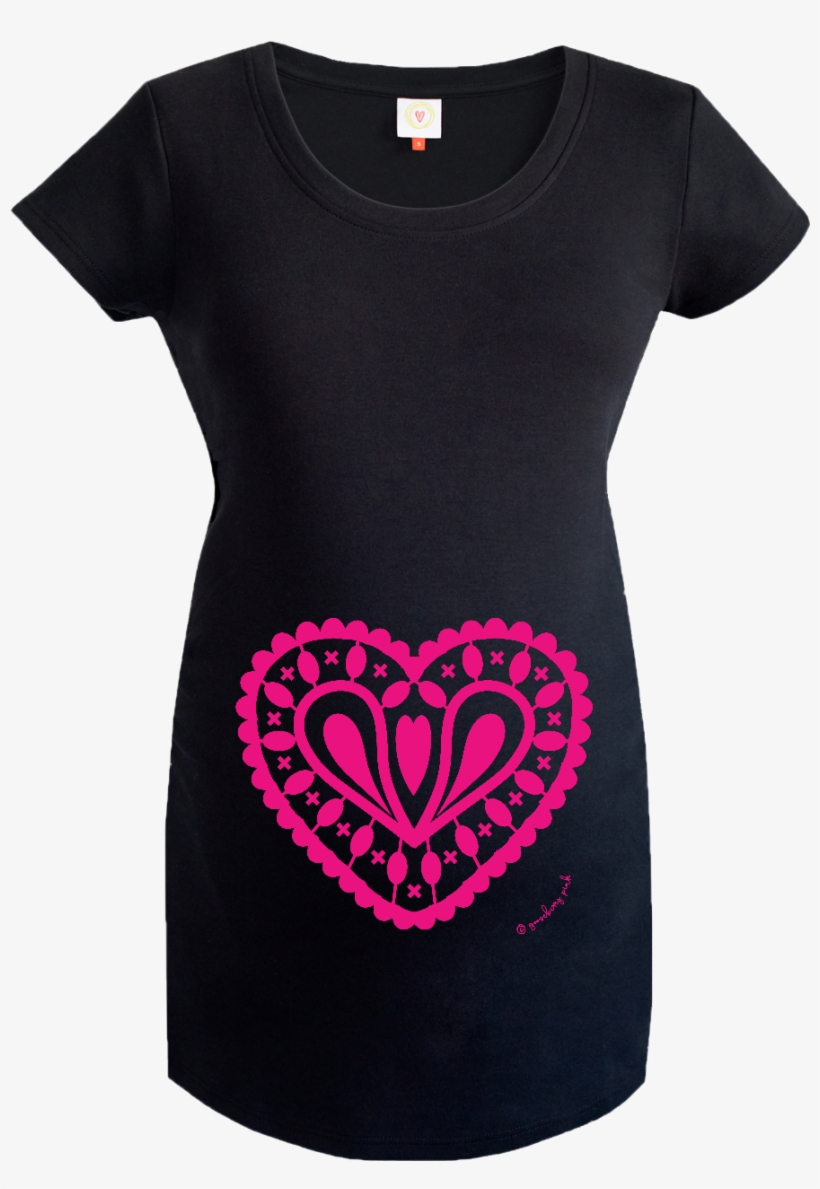 Gooseberry Pink Hot Pink Heart Maternity Top In Black - Transparent Background Materinity Clothes, transparent png download