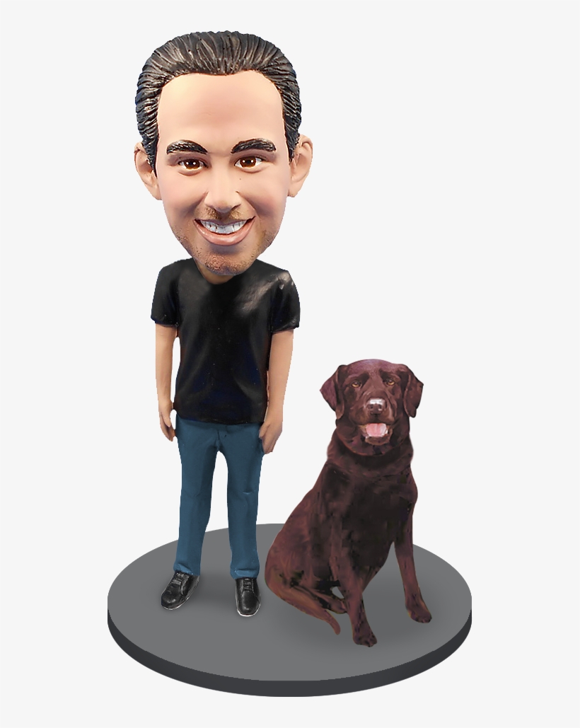 Custom Male With Custom Pet Dog Bobblehead - Dog, transparent png download