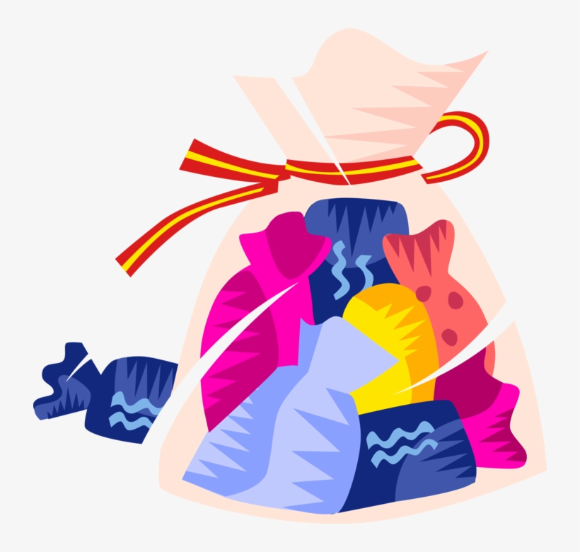 Vector Illustration Of Bag Of Wrapped Confectionery - Clip Art, transparent png download