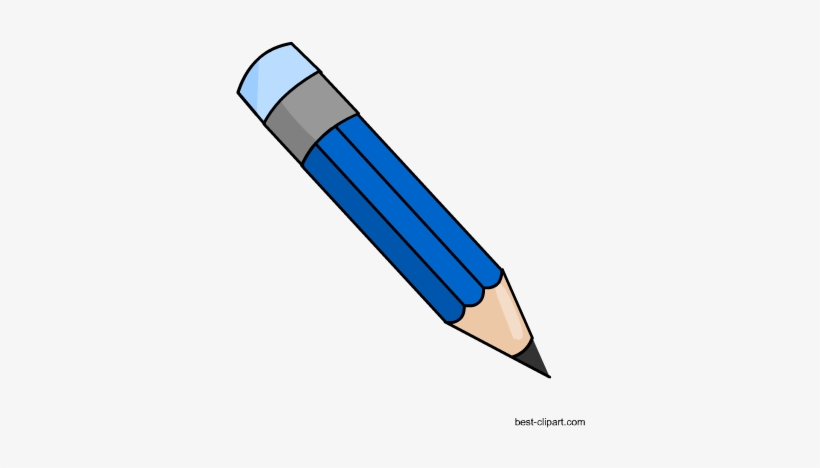 Blue Pencil With Blue Eraser Clip Art Free - Blue Pencil Clip Art, transparent png download