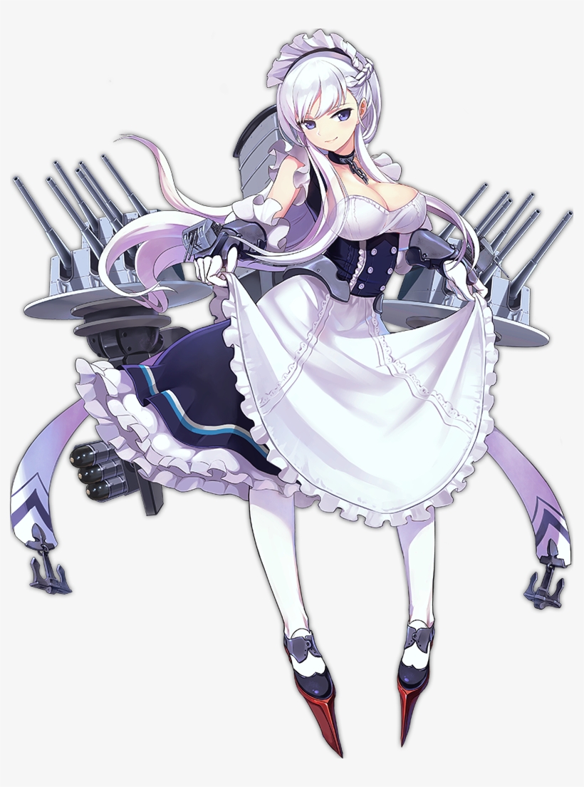 1girl Anchor Apron Apron Lift Azur Lane Bangs Bare - Hms Belfast Azur Lane, transparent png download