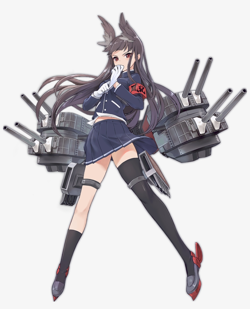 Asymmetrical Legwear Azur Lane Bangs Black Hair Black - Azur Myoukou, transparent png download