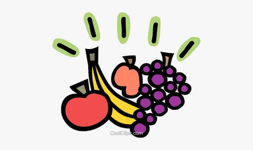 Grapes Apple Banana And Peach Royalty Free Vector Clip - Apple And Banana Clipart, transparent png download