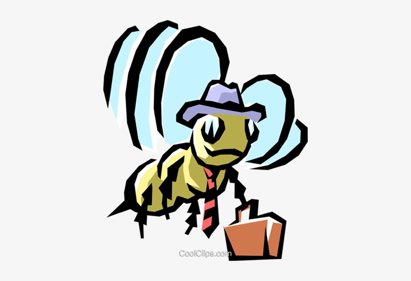 Worker Bee Royalty Free Vector Clip Art Illustration - Fly Wearing A Tie, transparent png download