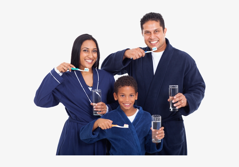 Brushing Together - Family Washing Their Teeth, transparent png download