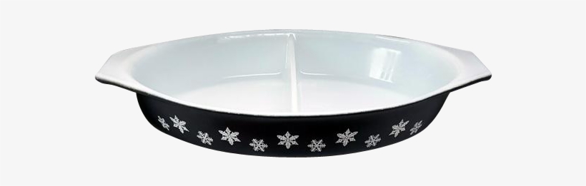 Vintage Pyrex Black Snowflake Divided Casserole In - Pizza Pan, transparent png download