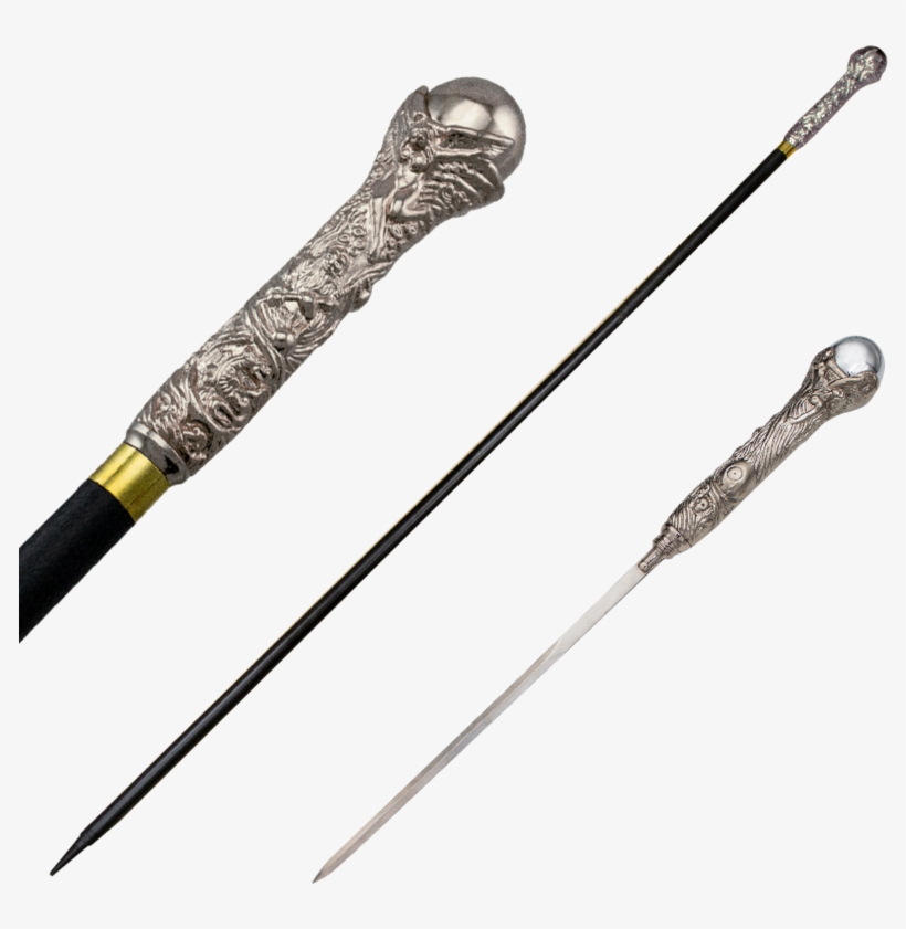 Dante's Inferno Silver Walking Cane With Hidden Sword - Walking Cane Sword, transparent png download