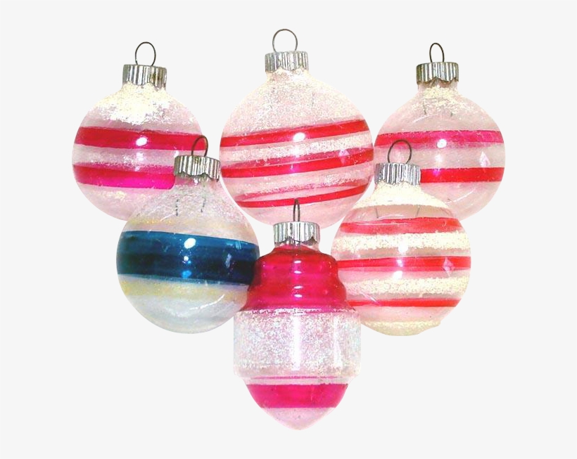 6 Shiny Brite Unsilvered Glass Mica Christmas War Ornaments - Christmas Ornament, transparent png download
