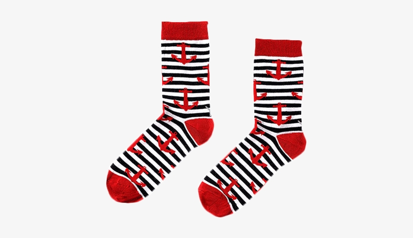 Red Anchor Nautical Stripe Socks - Top, transparent png download