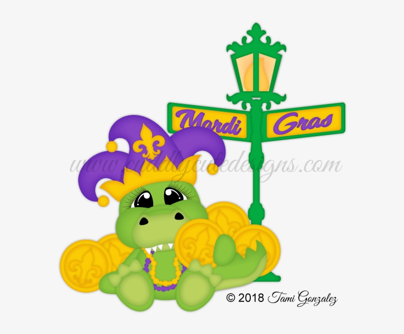 mardi gras beads with alligator