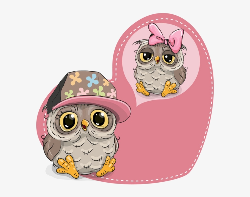 Coeur,tube,png - Cute Cartoon Owl, transparent png download