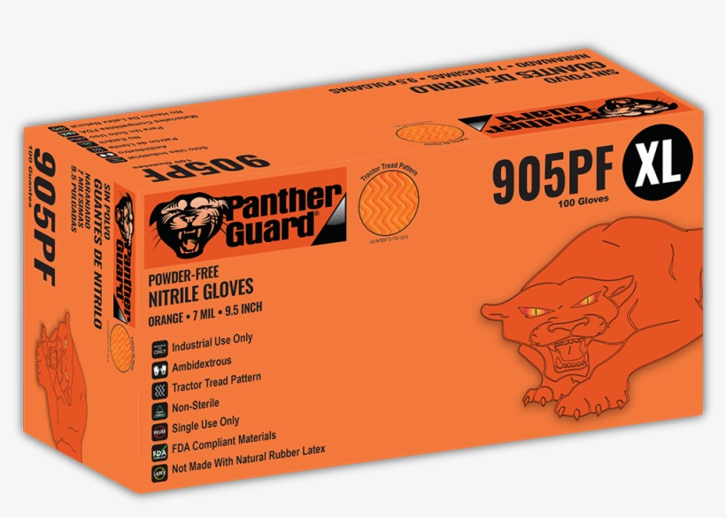 High Visibility Orange Powder Free Nitrile Disposable - Global Glove 675pf Panther Guard, Nitrile, Heavyweight,, transparent png download