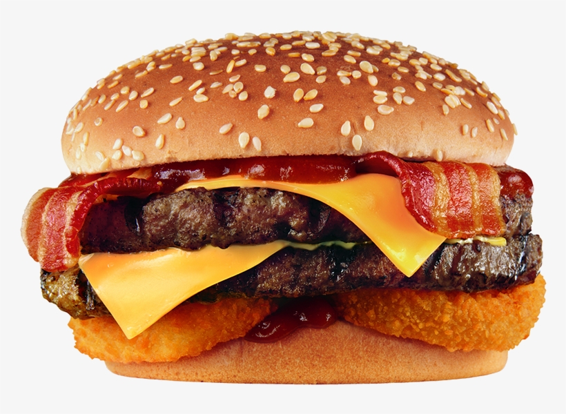 Junk Food Clipart Bacon Cheeseburger - Double Western Bacon Carl's Jr, transparent png download