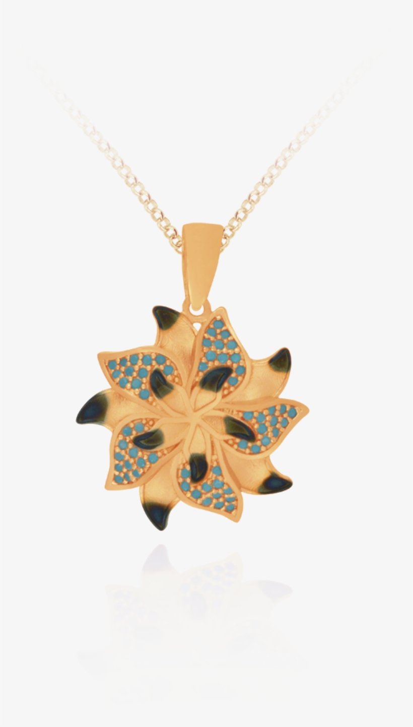 Ember Star Flower With Sparkling Blue Accents Pendant, transparent png download