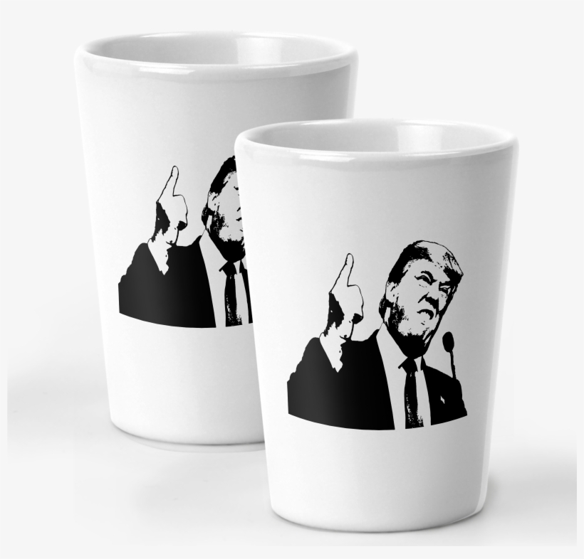 Funny Trump Portrait Pair Of Shot Glasses Custom Oz - Trump Finger Trump Finger Large Mug, transparent png download