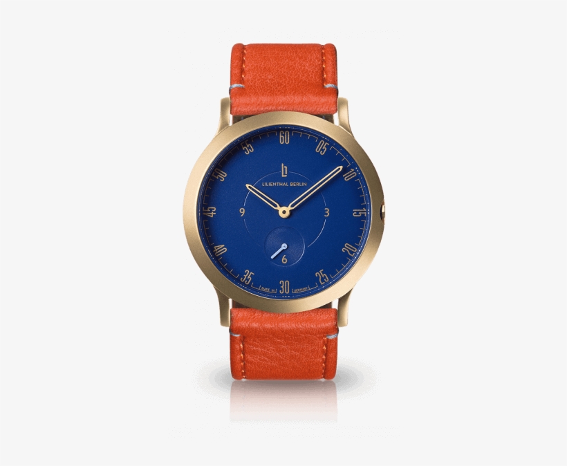 Gold Blue Flame - Lilienthal Berlin - Unisex Watch With Golden Case, transparent png download