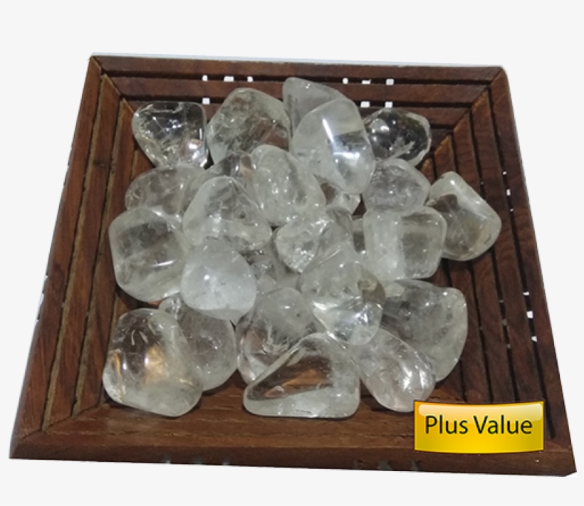 Natural Crystal Quartz Pebbles In Beautiful Wooden - Crystal, transparent png download
