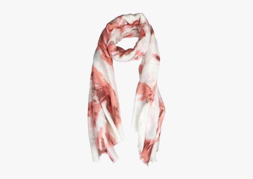 Pink Gold Floral Scarf - Scarf, transparent png download