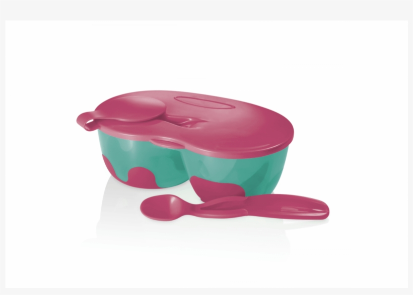 Prato Fundo Com Divisória E Colher Funny Meal Rosa, transparent png download
