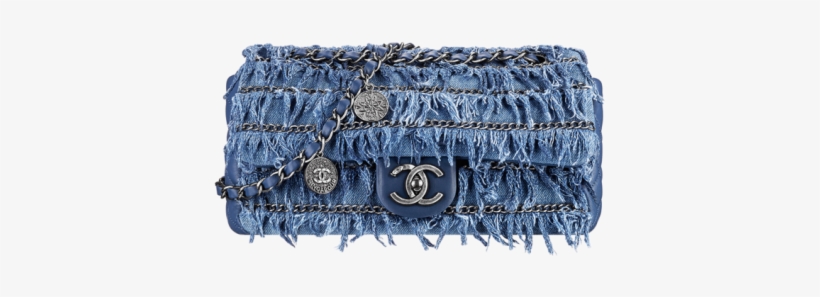Chanel2 - Chanel Denim Fringe Flap Bag, transparent png download