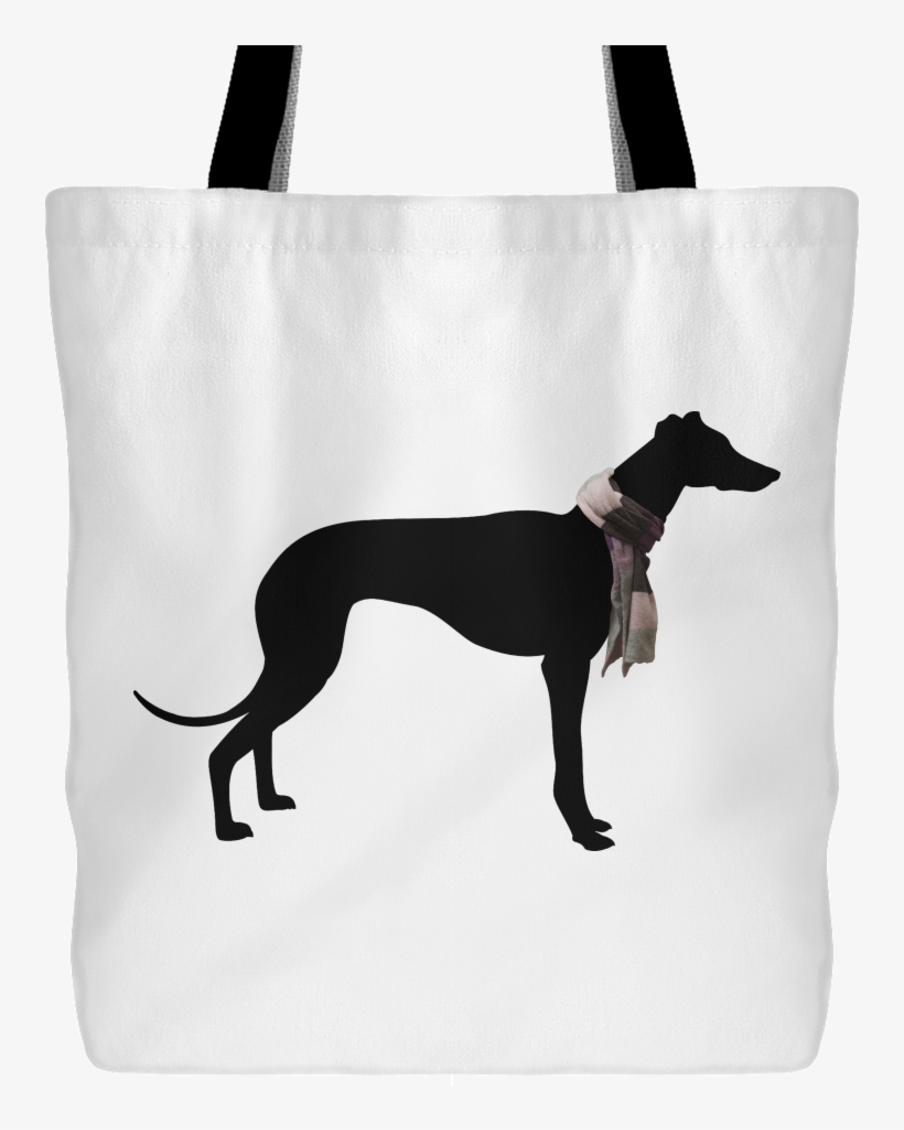 Greyhound With Striped Scarf Tote Bag - Greyhound Silhouette Clip Art Png, transparent png download