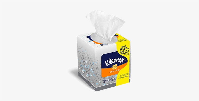 Upright Tissue Box - Kleenex Anti-viral Facial Tissue, 3-ply, 68 Sheets/box, transparent png download