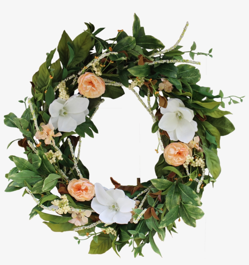 Image - Wreath Depot Magnolia Bloom Silk Spring Door Wreath, transparent png download