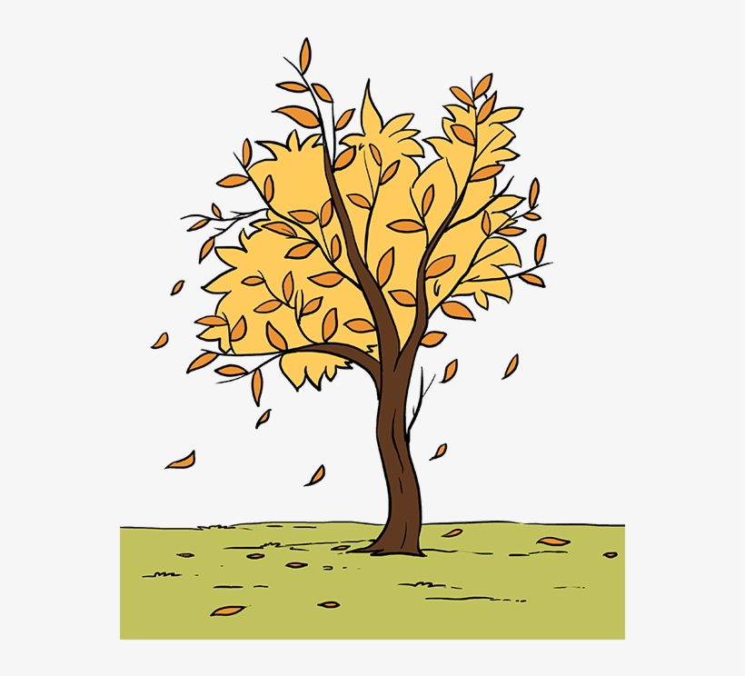 How To Draw Fall Tree - Drawing, transparent png download