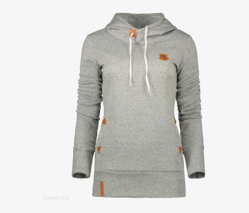 Mujer Remiendo De La Divisa De Cuello Alto Con Capucha - Hoodie, transparent png download