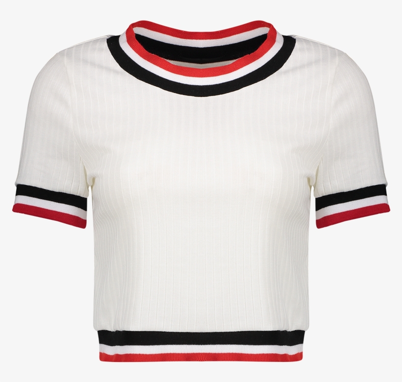 Camista Panel A Rayas Tejida Recortada - T-shirt, transparent png download