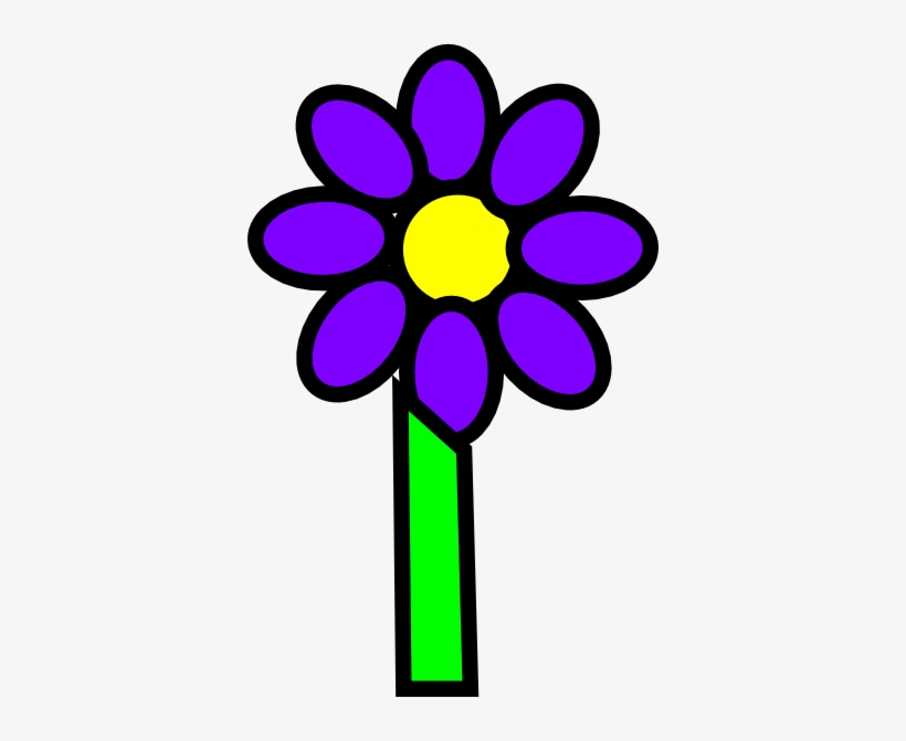 Purple Flower With Stem Clip Art - Clip Art, transparent png download