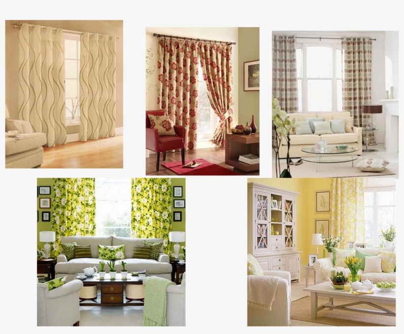 Cortinas Estampadas Para Salas Modernas Patterned Curtains, - Yellow Living Room, transparent png download