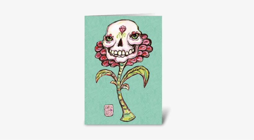 Skull Flower Greeting Card - Greeting Card, transparent png download