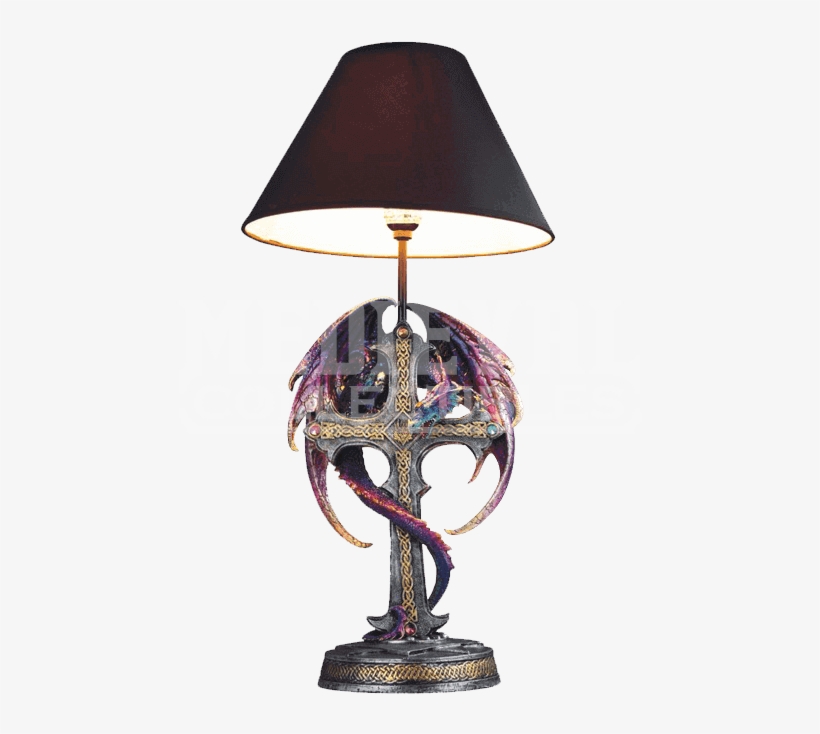Purple Dragon On Cross Table Lamp - Dragon Lamps, transparent png download