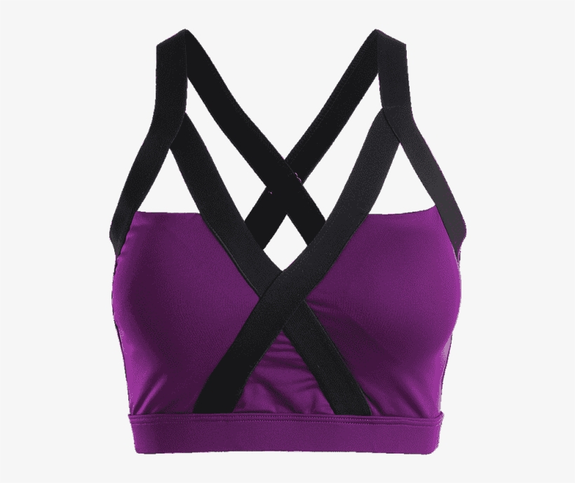 Cut Top Sporty Out Bandage L Cross Back Purple Bw6awepn - Brassiere, transparent png download