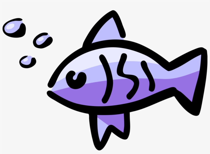Vector Illustration Of Purple Fish Symbol With Bubbles - Coral Reef, transparent png download