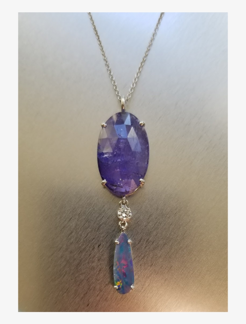 1507 Tanzanite Eye Cut W Boulder Opal And Diamond 18k, transparent png download
